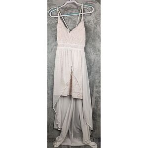 Morgan & Co Prom Dress‎ Womens Size 10 White Y2K Sparkle Strappy Princess